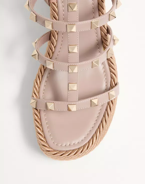 Valentino Rockstud Ankle Strap Wedge Sandal In Calfskin Leather 95 Mm - Image 3